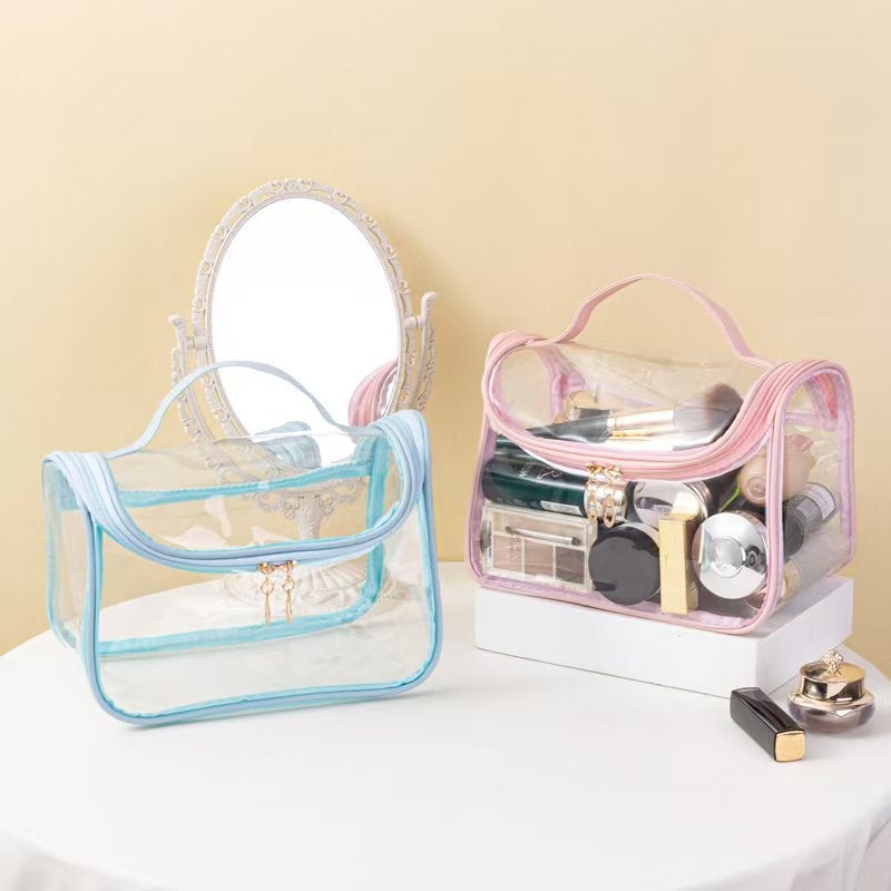 New Transparent Mesh Cosmetic Bag For Travel, Lightweight Bathing And Toiletry Bag, Student Organizing Cosmetics Bag, Handbag - Image 5
